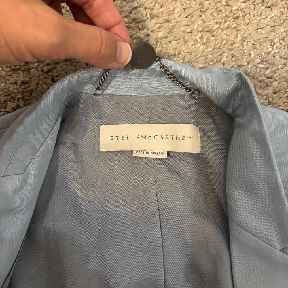 STELLA MCCARTNEY Single-breasted Blazer Jacket In Light Blue Rayon Size 38 - Picture 6 of 10